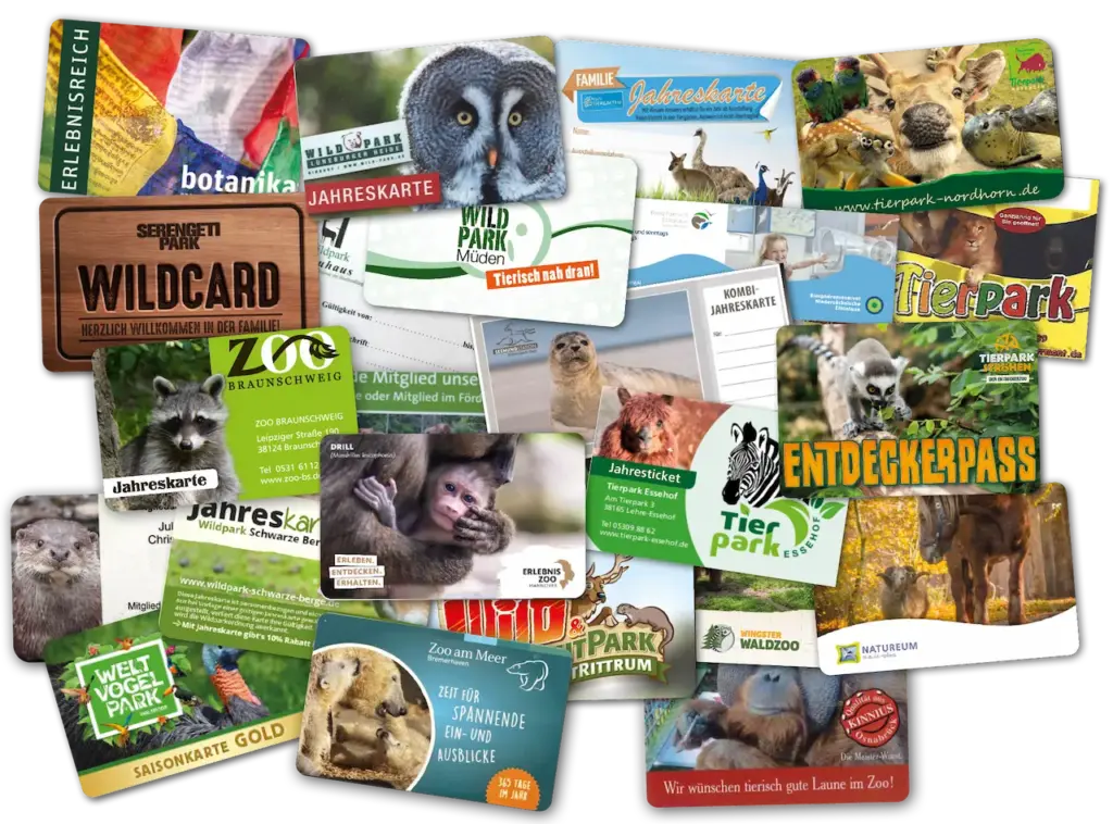 Jahreskarten der teilnehmenden Zoos in 2026.